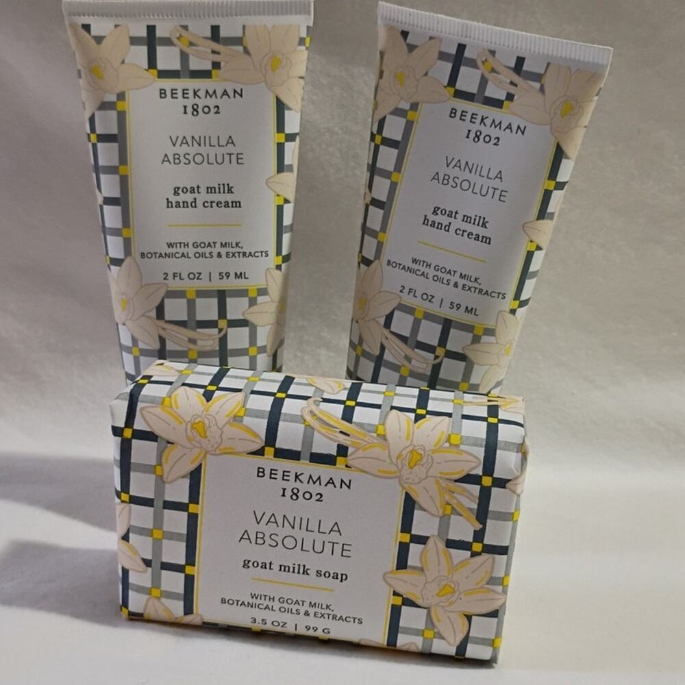 3-Piece Beekman 1802 Vanilla Absolute Goat Milk Hand Cream AND Soap USA MADE